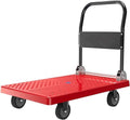Heavy Duty Foldable Hand Truck - 4-Wheel Portable Trolley for Luggage, Parcels & Moving - Durable Plastic Platform Ideal for Delivery Services & Transport Solutions