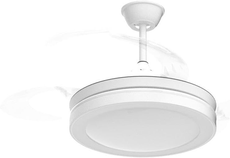 STERREN 42 Inch Retractable Ceiling Fans with Lights,Modern Bladeless LED Ceiling Fan Lights with Remote Control, Smart White Bedroom Ceiling Fan with Light