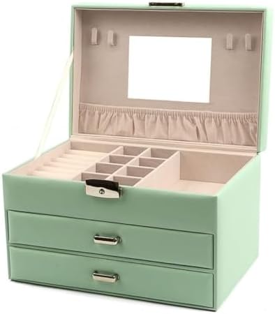Portable Three-Layer PU Leather Jewelry Box for Women - Stylish Organizer & Storage Suitcase for Bedroom, Bathroom, Vanity, and Travel - Ideal Gift for Jewelry Lovers.