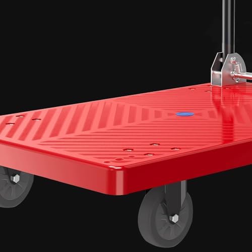 Heavy Duty Foldable Hand Truck - 4-Wheel Portable Trolley for Luggage, Parcels & Moving - Durable Plastic Platform Ideal for Delivery Services & Transport Solutions
