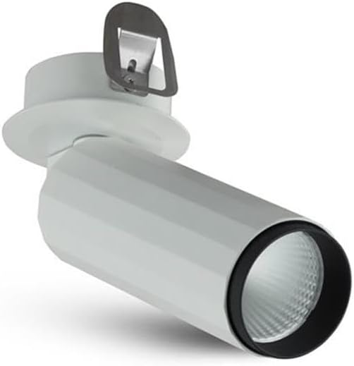 Pemberly Row Adjustable LED Flush Mounted Spotlight, 6.5' H x 2.75' Dia, White Aluminum, 36° Beam Angle, Dimmable 3000K, Recessed Installation, ETL Commercial Grade, Modern Indoor Lighting