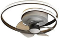 LITFAD 18' W Circular Dimmable Semi Flush Ceiling Fan Light Modernist Metallic LED Bedroom Pendant Fan Light Remote Control Stepless Dimming Living Room Ceiling Lamp in Black-White, 5 Blades