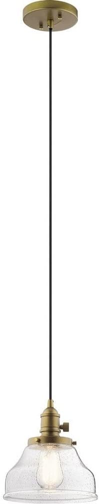 Kichler 43850NBR Avery Pendant, 1-Light 100 Watts, Natural Brass