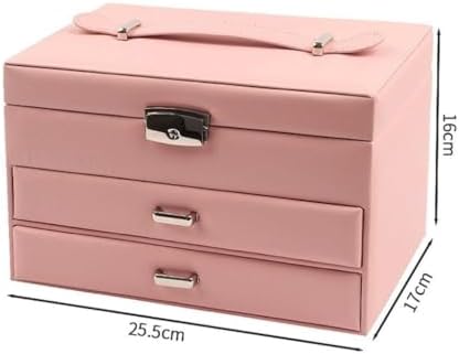Elegant Three-Layer PU Leather Jewelry Box for Women - Chic Organizer for Bedroom, Bathroom & Vanity - Stylish Drawer Suitcase Design for Accessories Storage