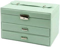 Three Layer PU Leather Jewelry Box for Women - Stylish Drawer Storage Organizer for Bedroom, Bathroom, Vanity & Cloakroom - Elegant Suitcase Design