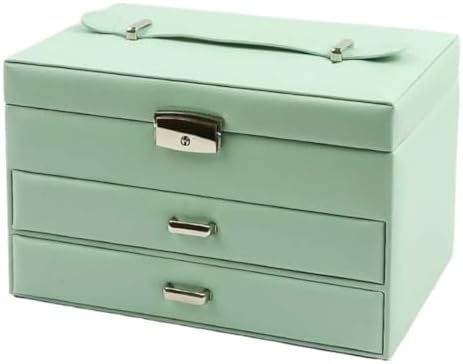 Three Layer PU Leather Jewelry Box for Women - Stylish Drawer Storage Organizer for Bedroom, Bathroom, Vanity & Cloakroom - Elegant Suitcase Design