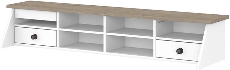Bush Furniture Mayfield Desktop Organizer in Pure White and Shiplap Gray | Storage for Home Office Workspace