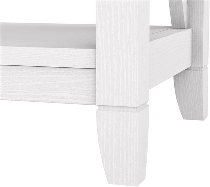 Bush Home Key West Tall TV Stand for 65 Inch TV in Pure White Oak, Farmhouse Entertainment Center with Storage