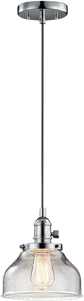 KICHLER Avery 8.5' 1 Light Bell Mini Pendant with Clear Seeded Glass Chrome