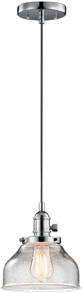 KICHLER Avery 8.5' 1 Light Bell Mini Pendant with Clear Seeded Glass Chrome