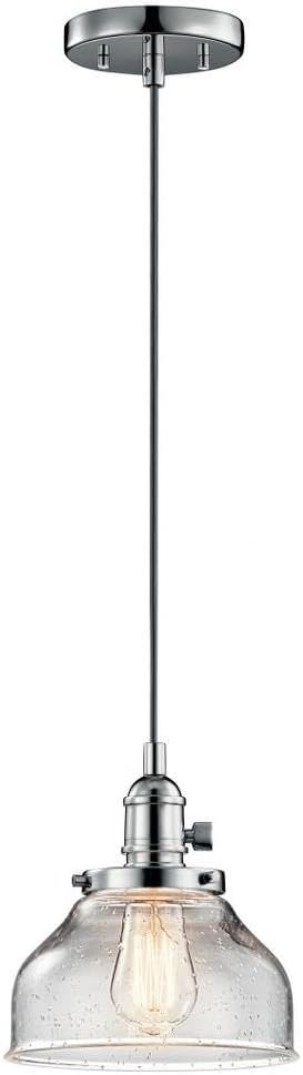 KICHLER Avery 8.5' 1 Light Bell Mini Pendant with Clear Seeded Glass Chrome