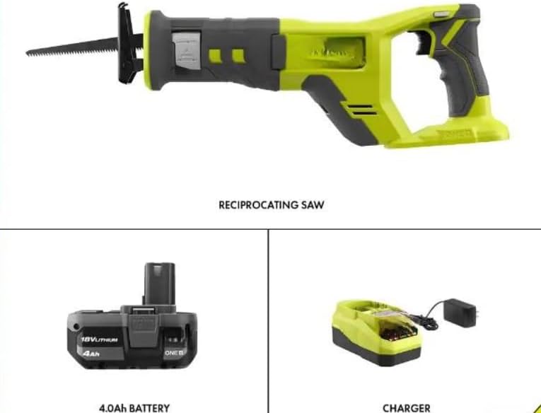PCL515K1 Fits For RYOBI 18V Cordless Reciprocating Saw Kit with 4.0 Ah Battery and Charger