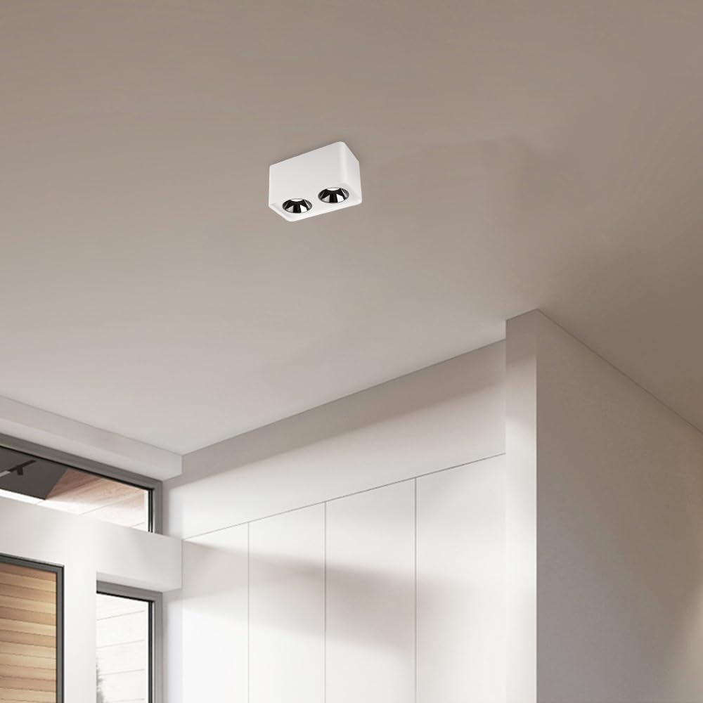 Spotlight 2-Way Square Flush Mount Lamp White Directio l Downlight Accent Spotlights Indoor for Kitchen Bedroom Living Room Hallway