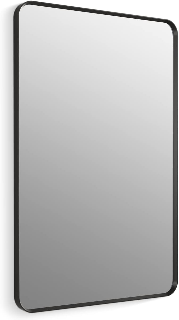 Kohler Essential 30 in. W x 45 in. H Rectangular Framed Wall Mount Bathroom Vanity Mirror in Matte Black