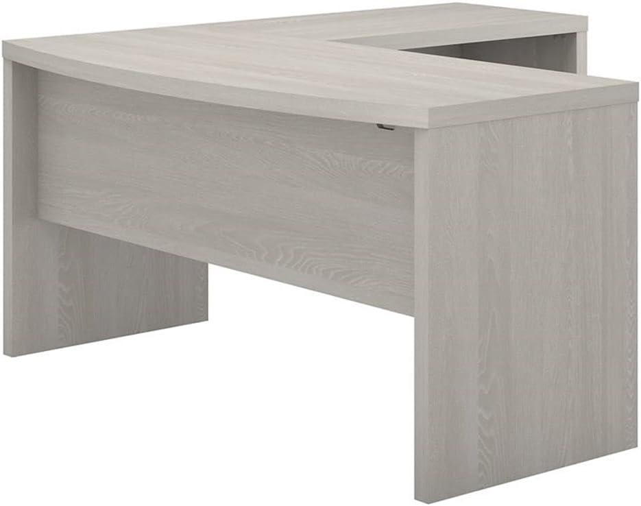 Bush Business Furniture Echo L Shaped Bow Front Office Desk in Gray Sand, Modern Computer Table for Home or Professional Workspace