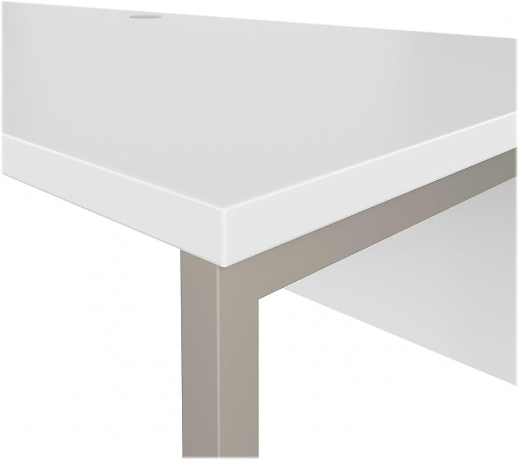 Bush Business Furniture Hybrid 72W x 30D Computer Table Desk with Metal Legs in White