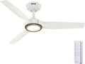 Hunter Fan Outdoor or Indoor Ceiling Fan, 44 in White Ceiling Fan with Light and Remote for Patios, Living Room, Bedroom, Porch, Garage, 3 Blades (Renewed)