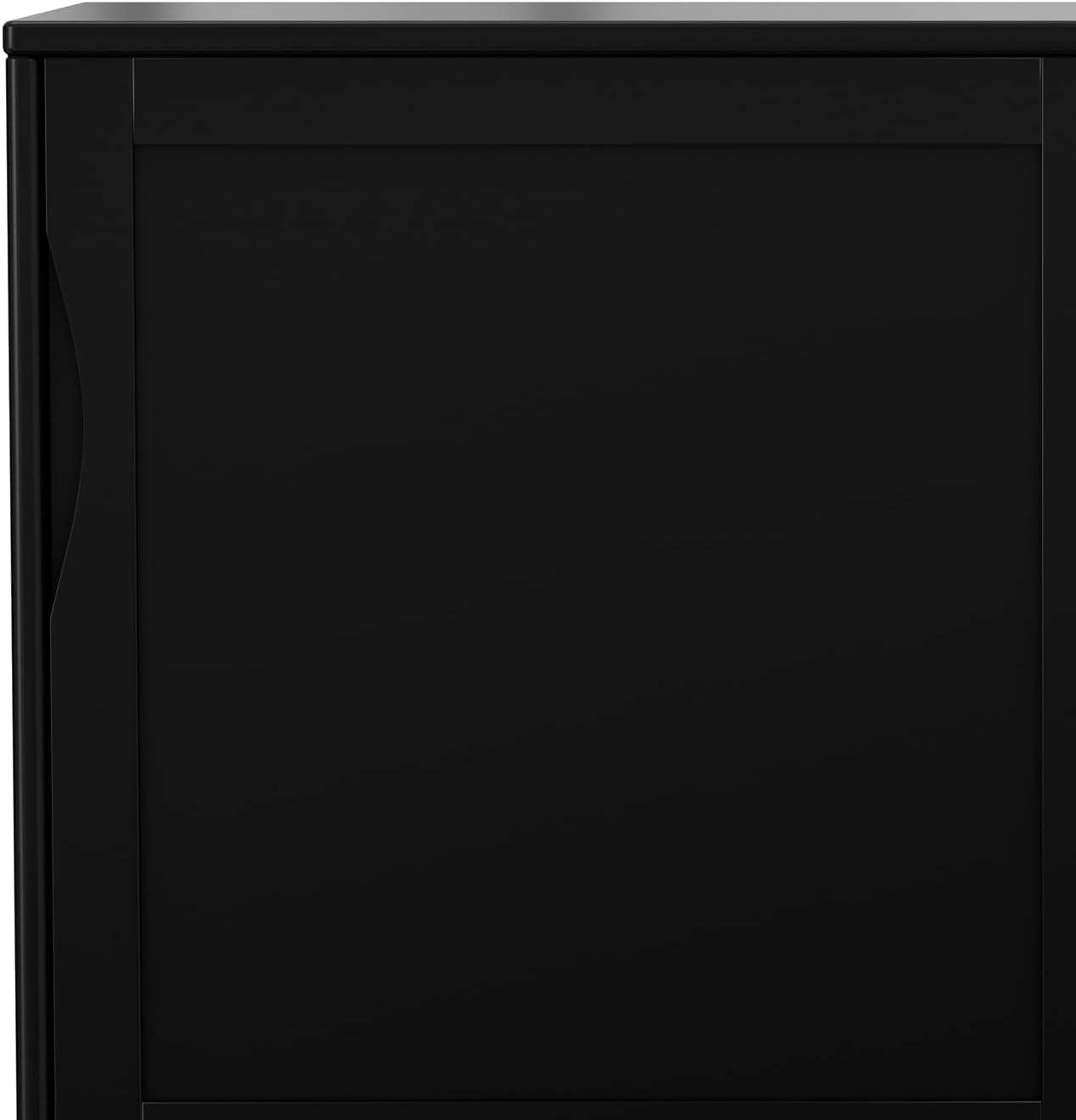 SIMPLIHOME Harper Medium Storage Cabinet - 48 inch Wide Solid Hardwood Sliding Door Cabinet in Black, Mid-Century Modern Cupboard for Living Room or Entryway with 3 Drawers and Tapered Legs