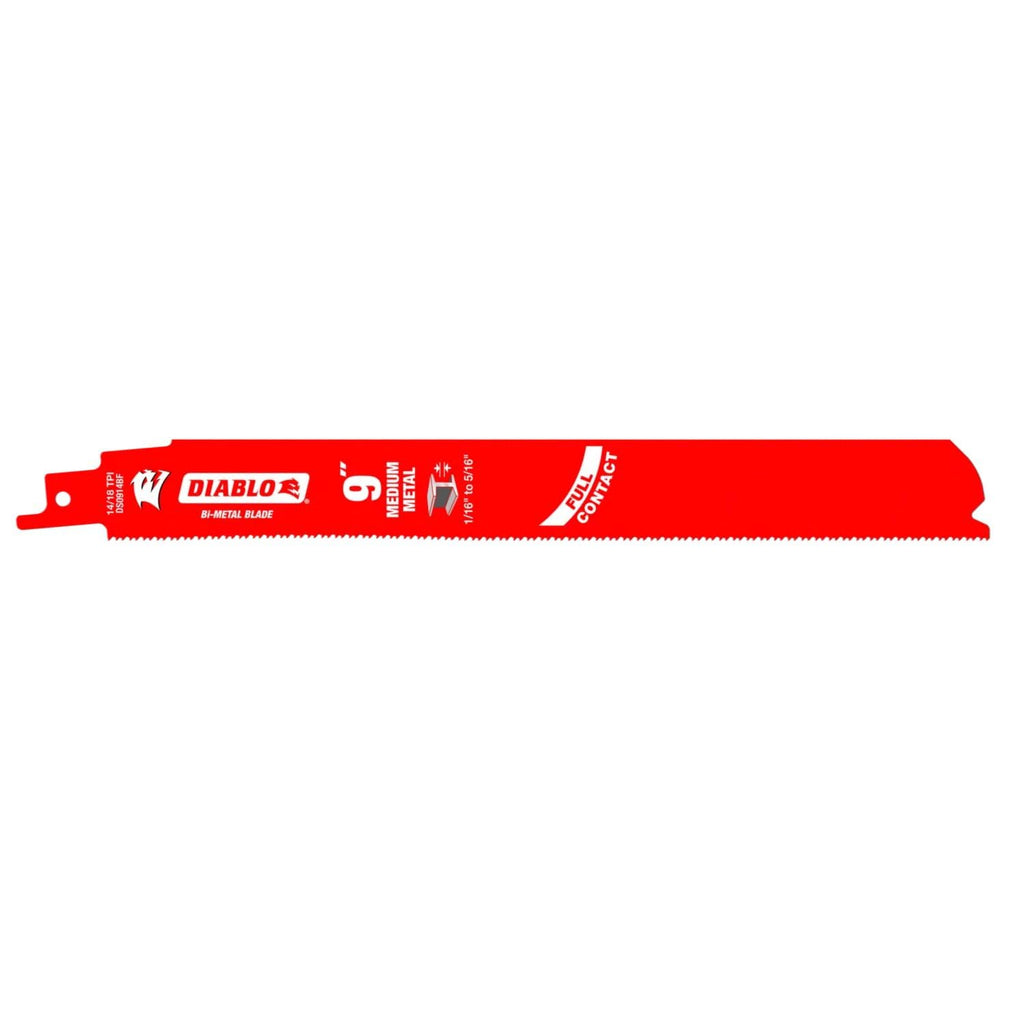 Diablo 9' Bi-Metal Reciprocating Saw Blade for Medium Metal - Fast Cuts, Durable Heat-Resistant Coating, Straight & Smooth Performance, 14/18 TPI Dual Tooth Design, 200 Pack - DS0914BF