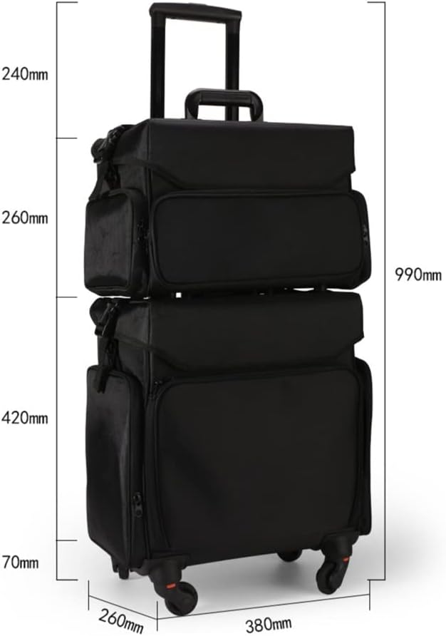 Large Trolley Makeup Case Nail Art Toolbox Suitcase Ladies Beauty Tattoo