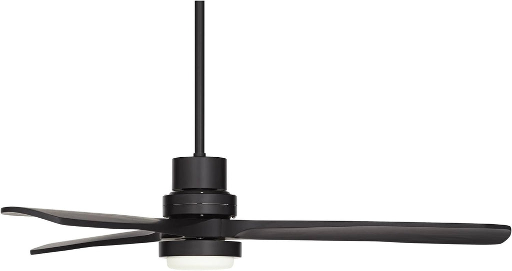 Casa Vieja 52' Delta DC Modern Indoor Outdoor Ceiling Fan 3 Blade CCT LED Light Remote Control Matte Black Finish Wood Blades Bedroom Living Room Kitchen Garage Dining DC Motor Decorative Dimmable