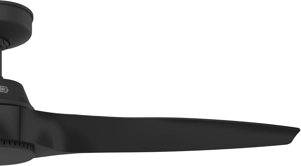 Hunter Fan 52 Inch Matte Black Ceiling Fan with 3 Blades, Indoor/Outdoor Ceiling Fan for Living Room, Bedroom, Farmhouse, Kitchen, Patio (Renewed)