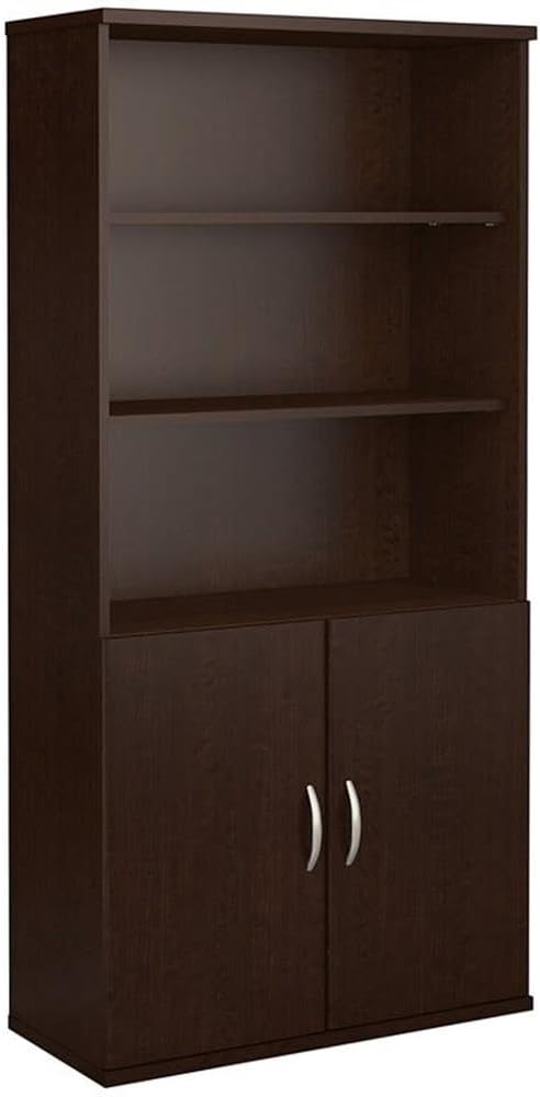 Bush Business Furniture Series C 36W 5 Shelf Bookcase with Doors in Mocha Cherry
