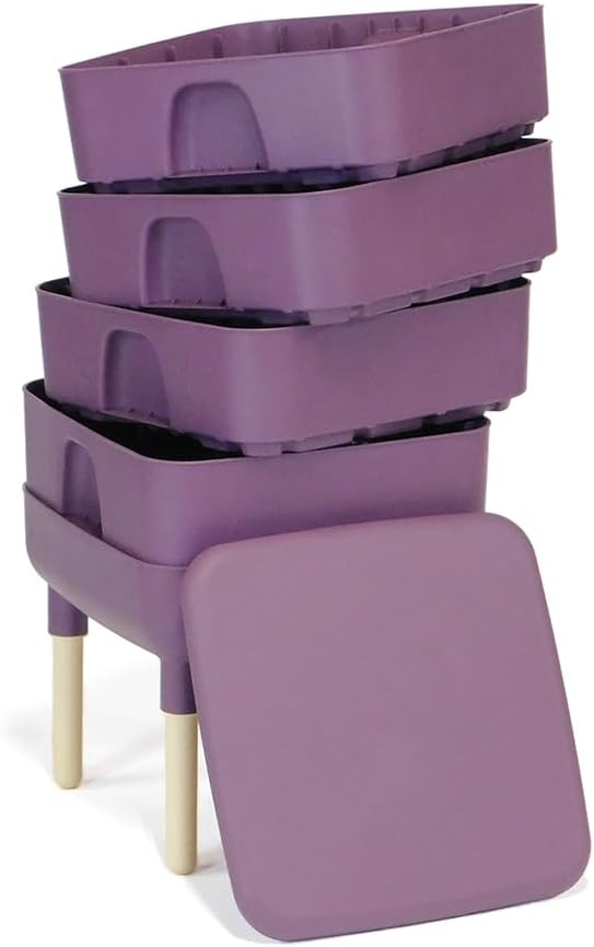 FCMP Outdoor - The Essential Living Composter, 4-Tray Worm Vermicomposter Bin, Plum