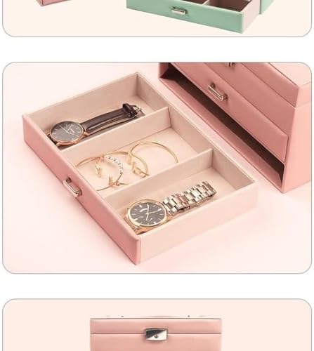 Portable Three-Layer PU Leather Jewelry Box for Women - Stylish Organizer & Storage Suitcase for Bedroom, Bathroom, Vanity, and Travel - Ideal Gift for Jewelry Lovers.