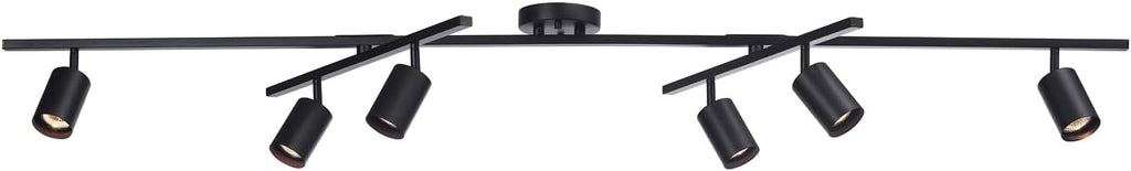 Globe Electric 59463 6-Light Track Lighting, Matte Black Finish, Center Swivel Bars, Adjustable Heads, Dimmable, GU10 Base, Modern Industrial Design