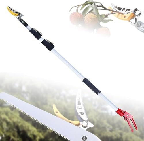 Telescopic Pole Saw & Fruit Picker - Extendable Pruner for Effortless Tree & Hedge Trimming - Ideal Gardening Tool for High Branch Access, 2.3-4m Reach