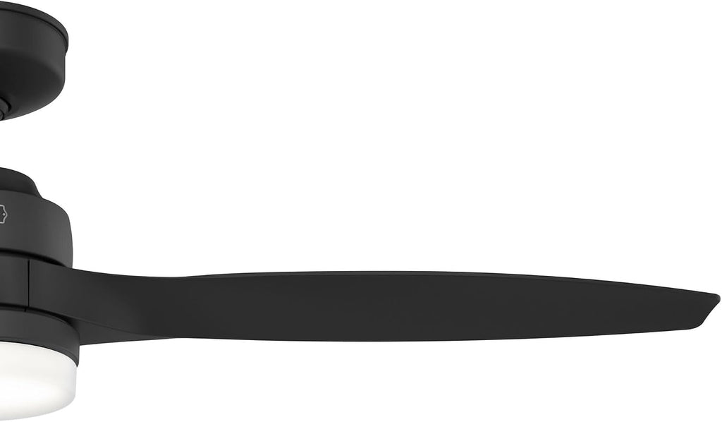 Hunter Fan 52 inch Ceiling Fan with Lights and Remote, Outdoor or Indoor Black Ceiling Fan for Porch, Living Room, Office, Kitchen, Garage (Renewed)