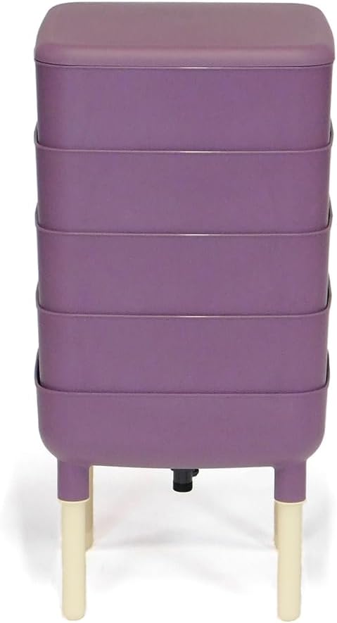 FCMP Outdoor - The Essential Living Composter, 4-Tray Worm Vermicomposter Bin, Plum