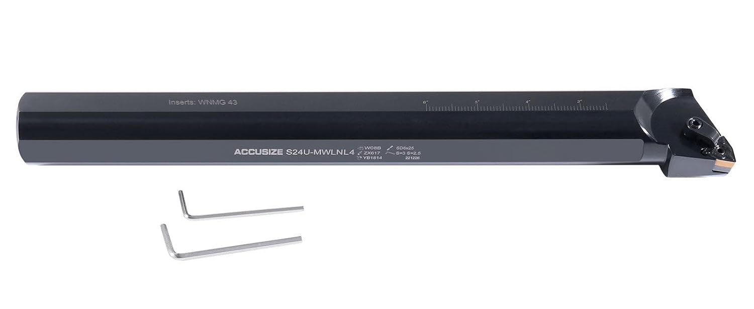 Accusize 1-1/2' x 14' OAL LH S-MWLN Heavy-Duty Boring Bar, 0028-1976 | Left Hand, 1-1/2' Shank, 14' OAL, 2' Min Bore, WNMG43 Carbide Insert, Oxide Body