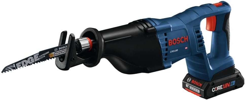 Bosch CRS180-B15-RT 18V 1-1/8-Inch D-Handle Reciprocating Saw Kit with CORE18V 4.0 Ah Compact Battery (Renewed)
