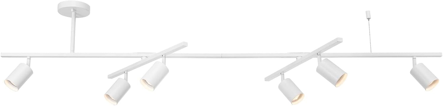 Globe Electric West 64' 6-Light Track Lighting, Matte White, Center Swivel Bars, Bulb Not Included