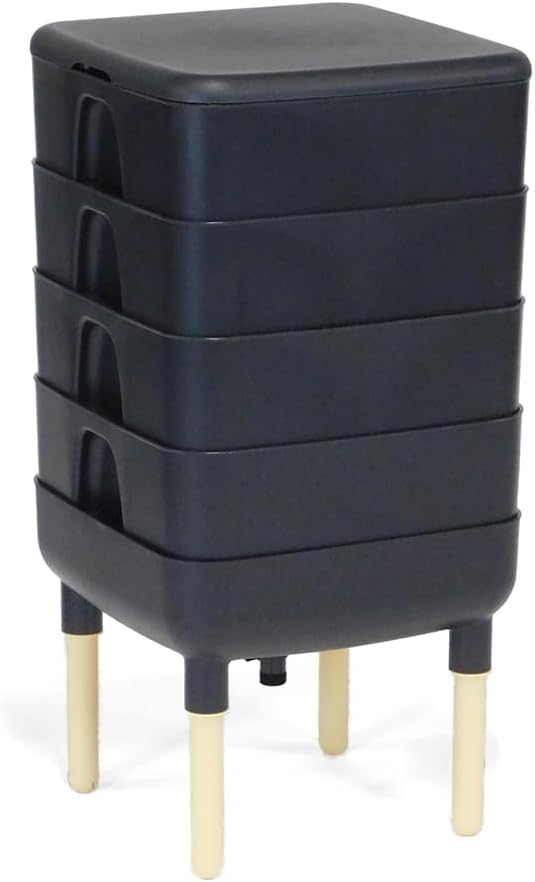FCMP Outdoor - The Essential Living Composter, 4-Tray Worm Vermicomposter Bin, Black