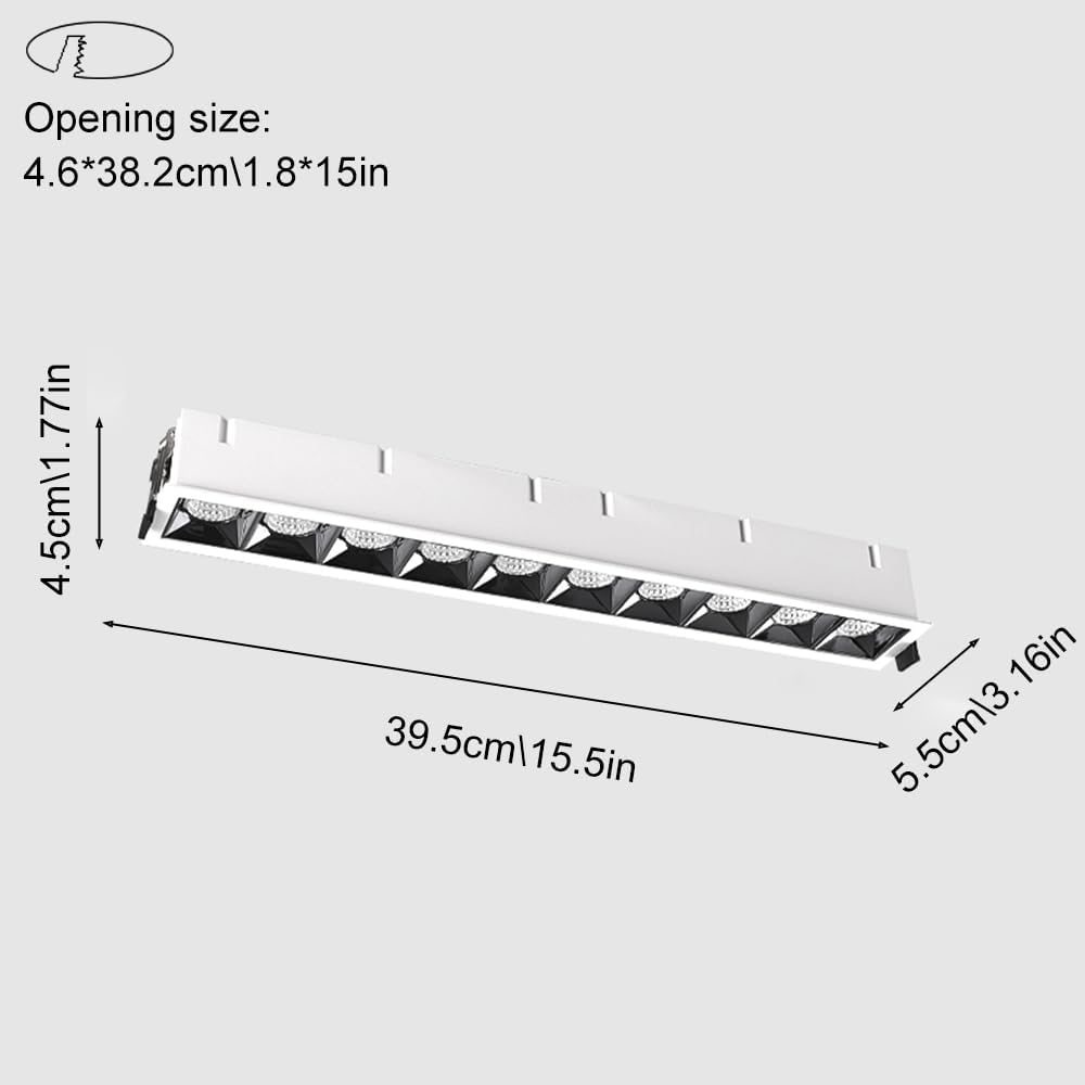 Led Long Ceiling Light Recessed Spotlight 24w Linear Flush Mount Lamp Modern Directio l Spotlights Indoor for Living Room Bedroom Hallway Downlights