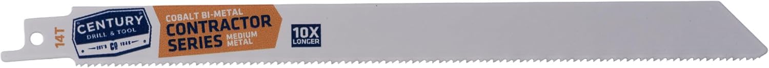 Century Drill & Tool 07794 9' Contractor Series Bi-Metal Reciprocating Saw Blade, 14T, 25 Pack