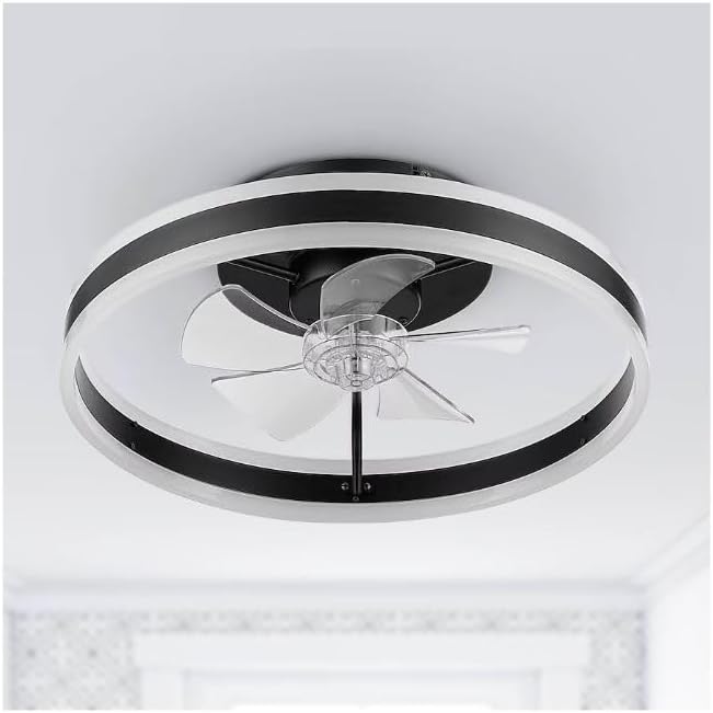 Harbr Breeze Edenmore 20-in Color-Changing Integrated LED Flush Mount Matte Black with Clear Blades Fandelier Ceiling Fan with Light - Remote Included (5 -Blade)