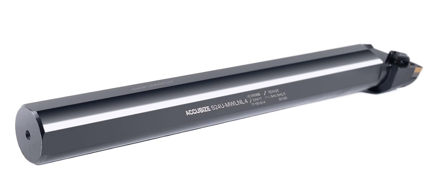 Accusize 1-1/2' x 14' OAL LH S-MWLN Heavy-Duty Boring Bar, 0028-1976 | Left Hand, 1-1/2' Shank, 14' OAL, 2' Min Bore, WNMG43 Carbide Insert, Oxide Body