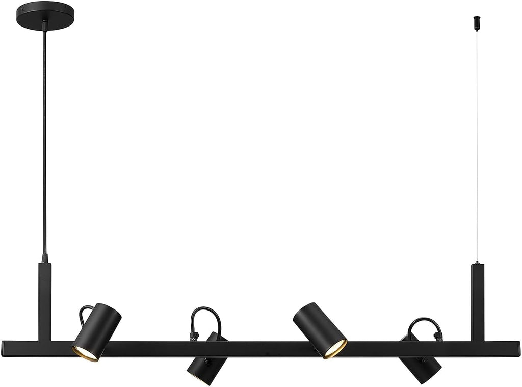 Globe Electric Suspended Track Lighting, 4-Light Adjustable Hanging Track Bar, Matte Black 40-Inch Dimmable Fixture for Modern Kitchen & Ceiling Lighting