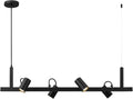 Globe Electric Suspended Track Lighting, 4-Light Adjustable Hanging Track Bar, Matte Black 40-Inch Dimmable Fixture for Modern Kitchen & Ceiling Lighting