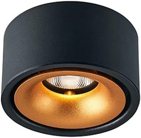 Wall Lamps LED Ceiling Spot Light Aluminum Matte Mounted Cylinder Down Light Indoor Minimalist Focus Ceiling Spotlight Fixture for Living Room Hallway Foyer 7W-Black-6000k