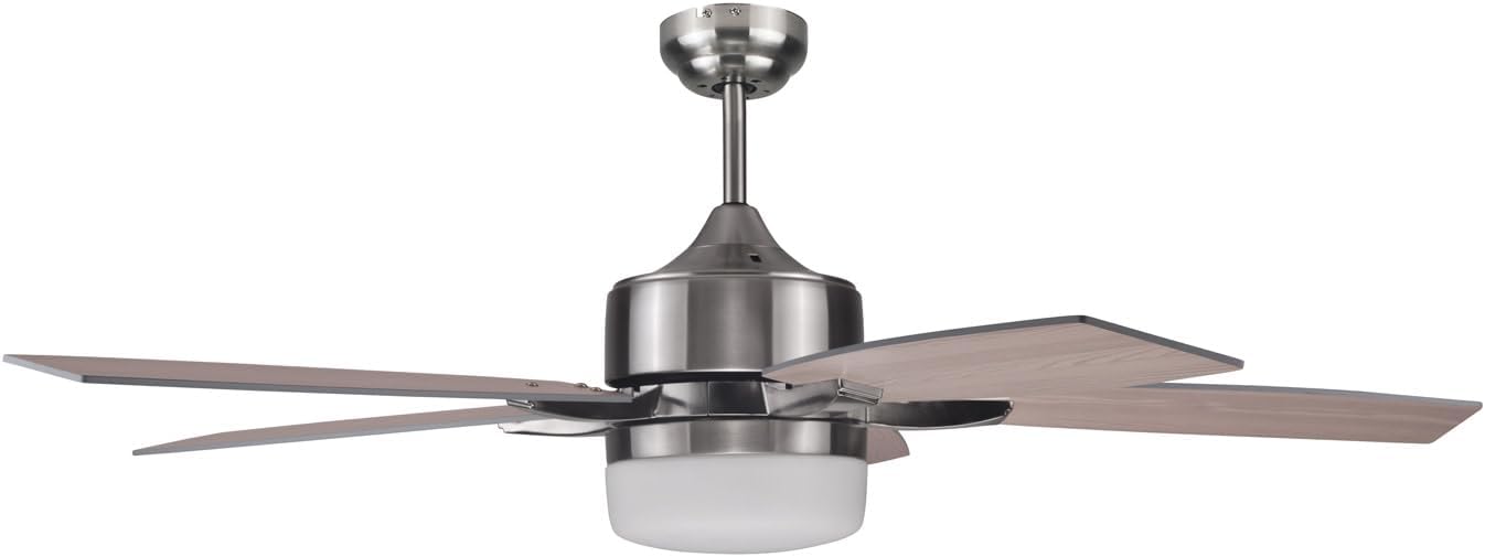 Design House 156621-BN Grayson 52-inch Five Blade Contemporary Indoor Ceiling Fan with LED Light Kit and Remote Control, Brushed Nickel