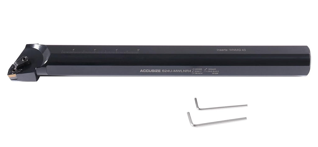 Accusize 1-1/2' x 14' OAL RH S-MWLN Heavy-Duty Boring Bar, 0028-1972 | Right Hand, 1-1/2' Shank, 14' OAL, 2' Min Bore, WNMG43 Carbide Insert, Oxide Body