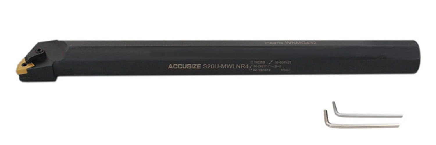 Accusize 1-1/4' x 14' OAL RH S-MWLN Heavy-Duty Boring Bar, 0028-1971 | Right Hand, 1-1/4' Shank, 14' OAL, 1-1/2' Min Bore, WNMG43 Carbide Insert, Oxide Body