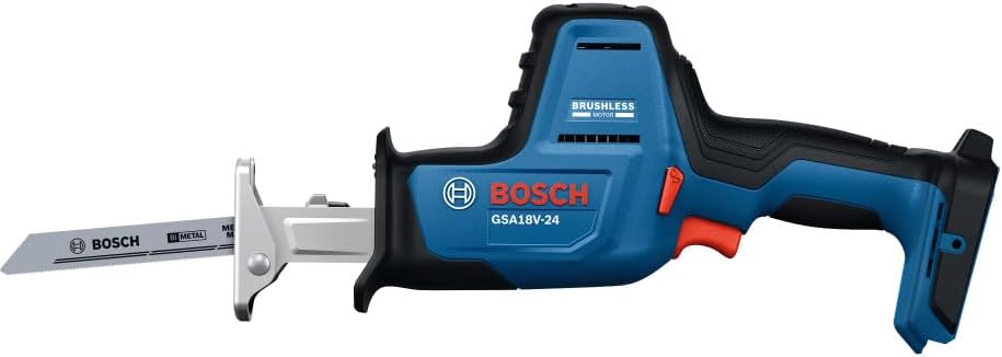 BOSCH GSA18V-24N 18V Compact Reciprocating Saw - Lightweight Design, Tool-Free Blade Change, Variable Speed Control for Efficient Cutting (Bare Tool)