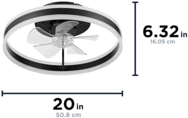 Harbr Breeze Edenmore 20-in Color-Changing Integrated LED Flush Mount Matte Black with Clear Blades Fandelier Ceiling Fan with Light - Remote Included (5 -Blade)