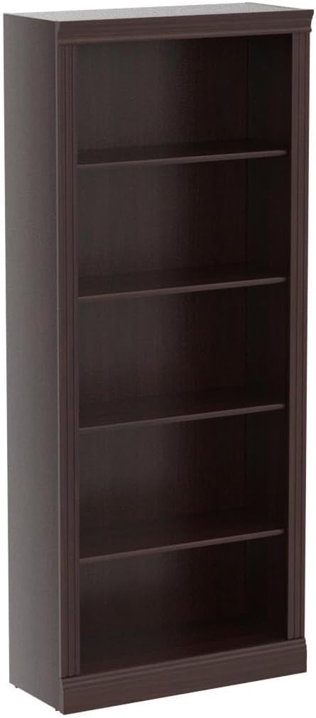 Bush Furniture Saratoga Tall 5 Shelf Bookcase - Set of 2 in Harvest Cherry